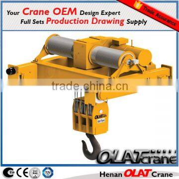 3D Design Drawing Customizable OERD Series Low Headroom Electric Hoist for Double Girder Crane