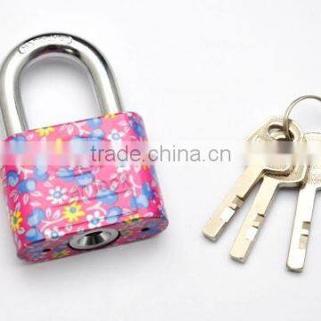 Flower Pattern Painted Big Round Corner Padlock with Vane Key