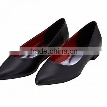 UK Elegant Classic Low Heel Pointy Toe Ladies Breatheable PU Lining Comfortable Black Sheep Skin Pump Shoes photo-2
