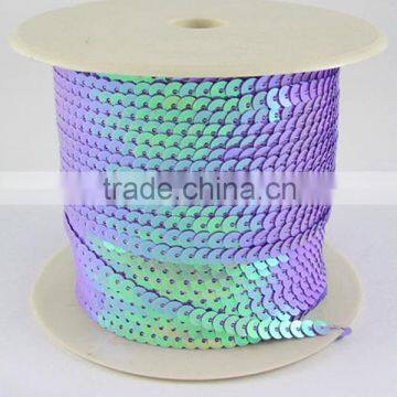 Purple Sequin Fabric for Clothing, Garment Paillette String Roll, 5mm wide, 100 yards/roll(PPW004-R89)