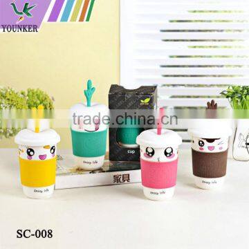 Travel Mug Cup With Silicone Lid Cover Cap Sets photo-4