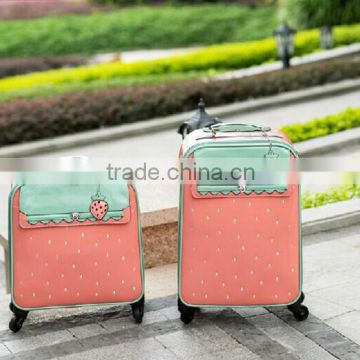 2016 hot sell trolley bag Korea style PU trollety bag candy color trolley bag