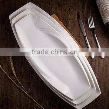 Porcelain dinner white Irregular Plate and steak dish for restaurant hotel home