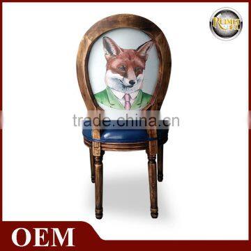 Classic Leather Armless Dining Chair/Wooden Dining Chair/Louis Solid Wooden Dinner Chair photo-3