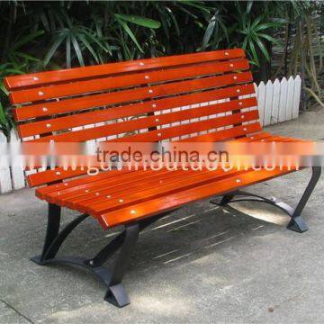 Outdoor wooden garden bench seat with backrest