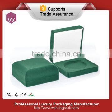 Fashion Green Flocking Velvet Storage Money Coin Box /Cheap Medal Quality Box Wholesale