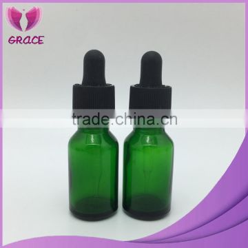 Factory supplier green eliquid glass dropper bottle with child proof cap 15ml