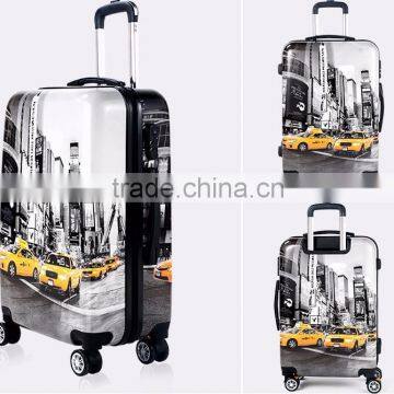 Taxi and City Printed PC Ultra Light Hardshell Suitcase with 360-Degree Wheels