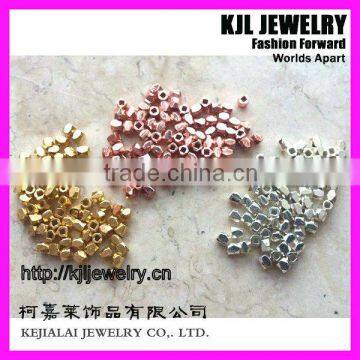 GZKJL-CT0005 Faceted solid metal copper alloy bead,gold silver rose gold Nugget loose Beads 3mm