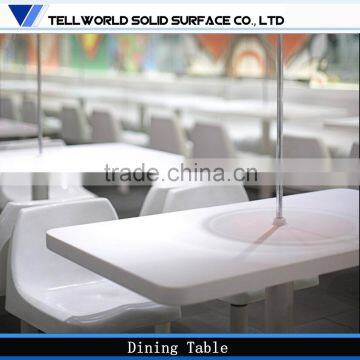 Tell World high glossy white artificial marble table top restaurant dining tables