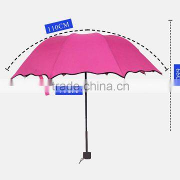 ROSE RED UV-COATING WINDPROOF 3 FOLD UMBRELLA photo-2