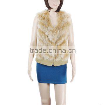 High quality knitting fox fur vest leather stripes fur vest KZ14059