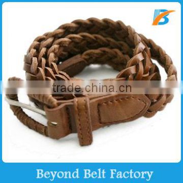 Beyond 1.6cm Wide Women's Skinny Cowhide Real Leather Braided Dress Decoration Belt