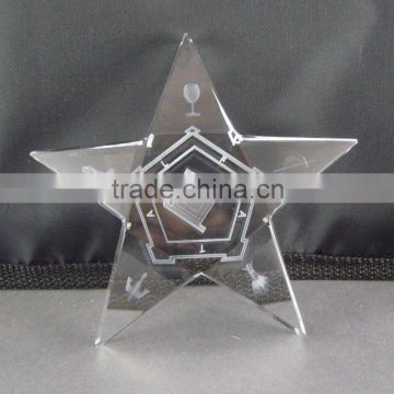 Crystal Star with 3D Laser Engraving