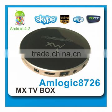 Amlogic mx TV box with skype,XMBC,MIRACAST,DLNA airplay/Android 4.2 TV box