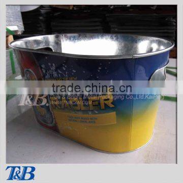 Colorful galvanized ice bucket with inner handle