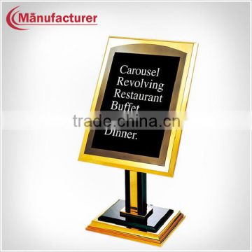 Hotel lobby advertisement sign stand squared frame poster picture display board