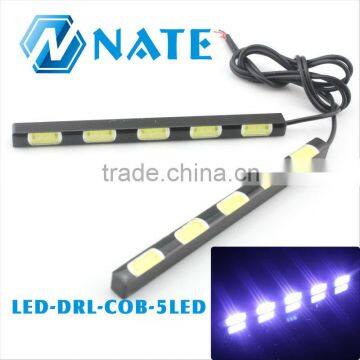 2014 Newest car led light hiway auto cob drl LED 5 pcs *2 with aluminum