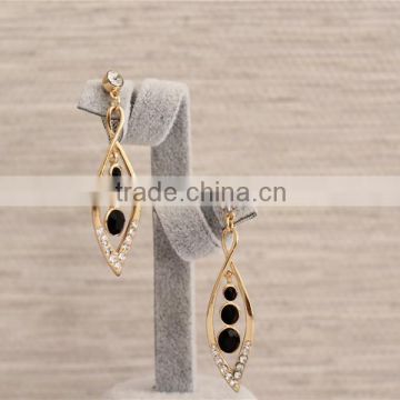 Good Quality Leaf Earrings Jewelry Jet Diamond With Crystal Earrings