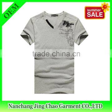 bulk v-neck t shirt private logo print with cheap price