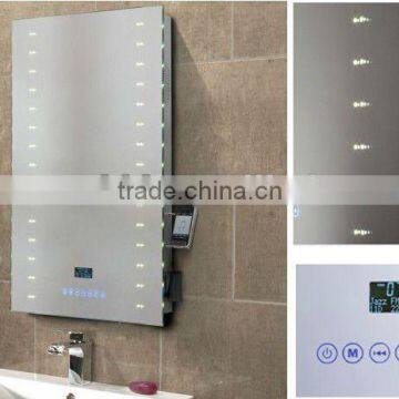 High-end design LED lighting MP3 radio bathroom mirrors with touch switch