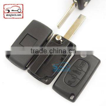 High Quatity Citroen romote flip key shell 3 button 307 blank With battery place 0536 Citroen key case