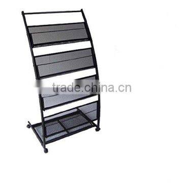 4-Shelf mobile metal brochure holder magazine rack