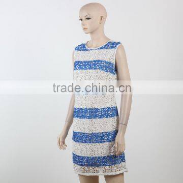 Latest Net Dress Blue and White Stripe Dress Fitness Dress for Girl Woman Summer Dress photo-6