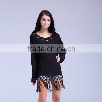 Women's Batwing Sleeves Blouse With Fringes