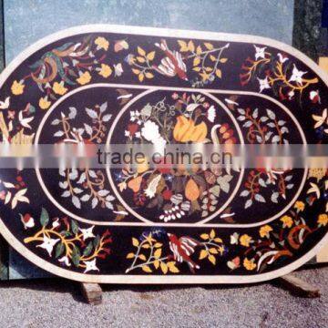 Antique Pietra Dura Inlaid Marble Coffee Table