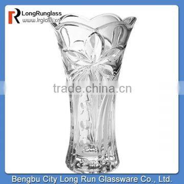 LongRun hot new products for 2015 flower embossed flower new design glass vase for home decor