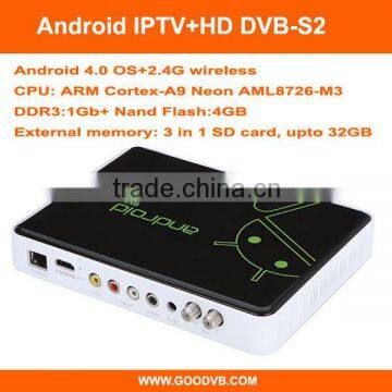 Supply OEM/SKD Factory Popular Android HD IPTV DVB-S2 box combo receiver with biss+cccam/newcam Network sharing