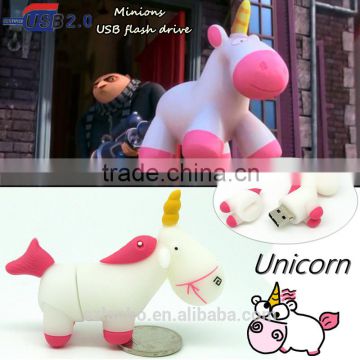 Cartoon white Unicorn pendrive minion usb flash drive real capacity cute horse pen drive 4g 8g 16g 32G flash memory U disk