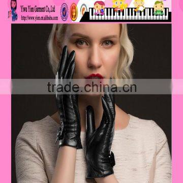 Custom Black Genuine Leather Gloves Girls Genuine Leather Gloves