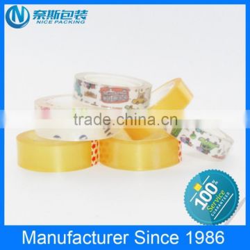 Super clear bopp stationery tape yellowish color for office use