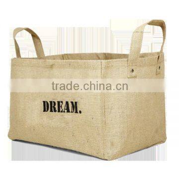 Waterproof Handles Large Jute Bag Basket, Jute PE Coating Jute Bag Basket,