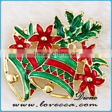 Wholesale High Quality Hand Making Fashion Christmas Brooch With Bell and Flower Design Shape