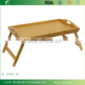 DT010/Dining Coffee Table TV Laptop Tray Bedroom Bamboo Bed Tray Dining Folding Breakfast Table Tray with Handles