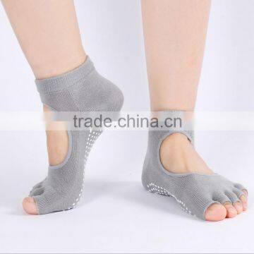 Yoga Pilates Breathable Grip Cotton Non Slip Skid Toeless Half Toe Socks photo-6