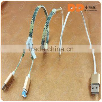 New Products 2016 Universal Usb 2.0 Colorful 2 in 1 Zipper Charging Cable photo-3
