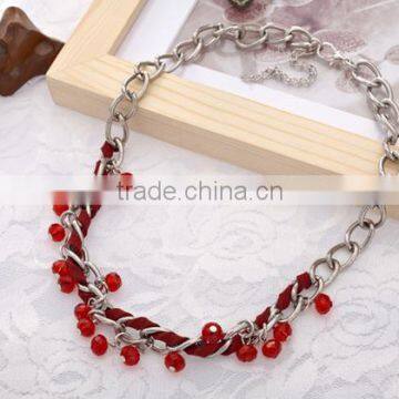 Exclusive Design National Hand-woven Red Roped Beaded Curved Needle Diy Crystal Necklace Choker Necklace photo-5