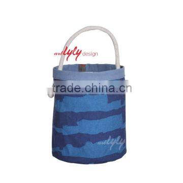 decorative round canvas storage bag with handle