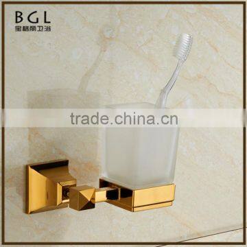 17338 wholesale suqare design gold bathroom accessories wall mounted tumbler holder