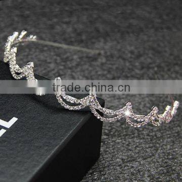 JXH048 wave shape double rows rhinestone headband