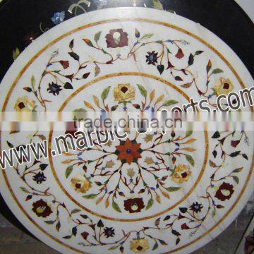 pietre dure marble White inlay Dinning Table marble inlaid white table top