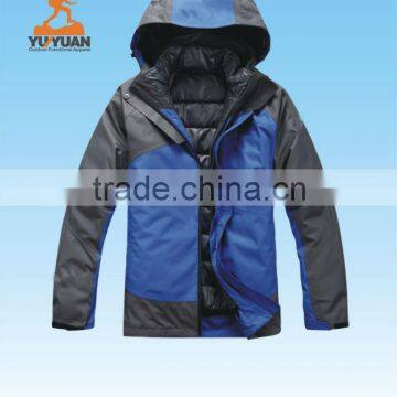 Hot sale mens blue ski jacket with detachable inner padding waistcoat