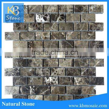 Hot sale emperador dark marble , subway shape natural mosaic