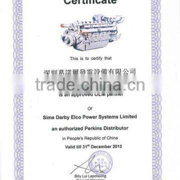 UK perkins Engine OEM certificate