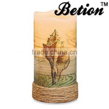 Led Flameless Candles Sea Themed Flameless Pillar Candles Wax Led Candles 3''x6'' photo-2