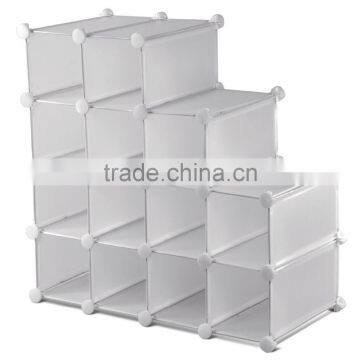 PP Shelf Storage With Doors Shoe Rack Organizer Shelving System Plastic White photo-2